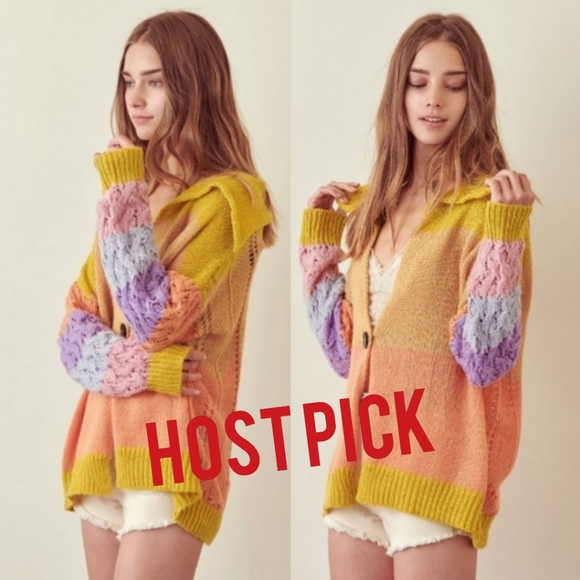 Last One HP x2❣️Color Block Cardigan - Picture 2 of 7